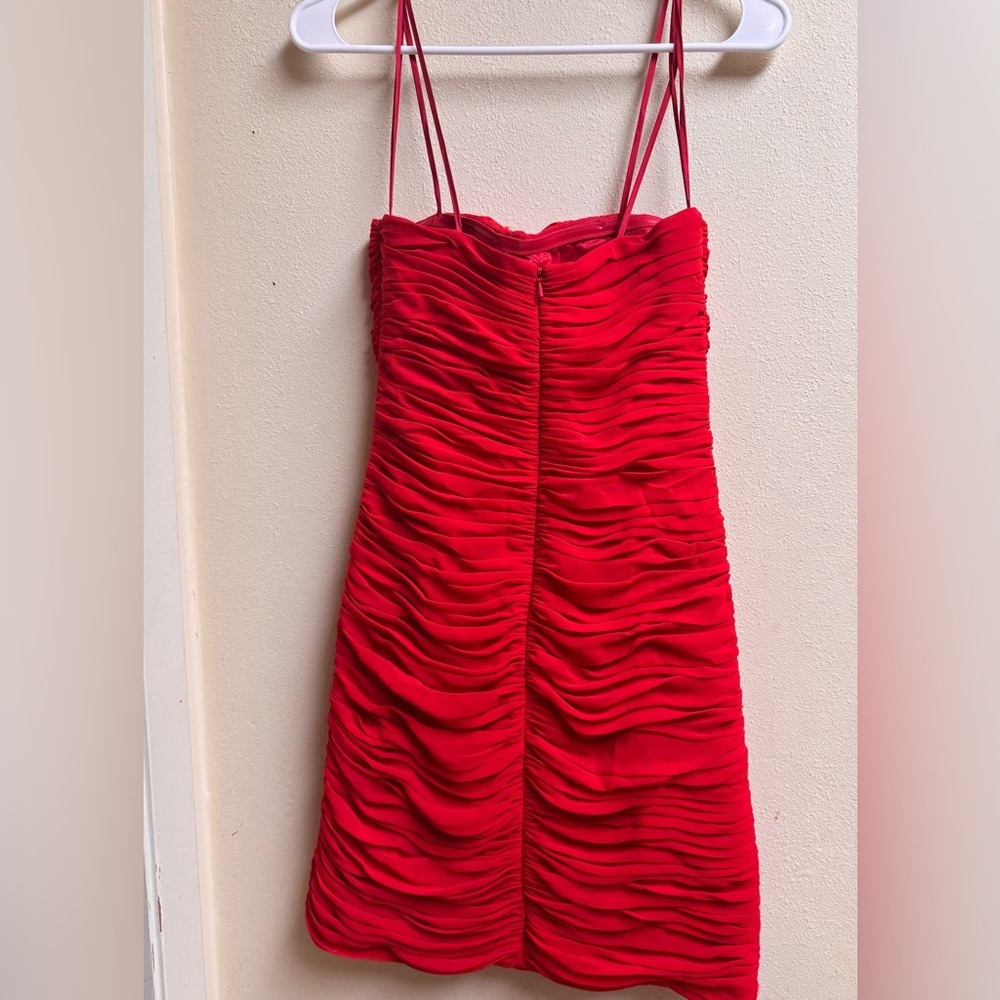 Caché Red Ruffle Mini Dress - Size 4 - Elegant Cocktail Party Dress - Picture 2 of 4